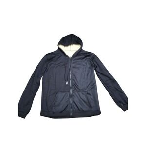 Black Fleece Lined Hoodie Full Zip Up Warm Comfy Casual Jacket Size Medium‎